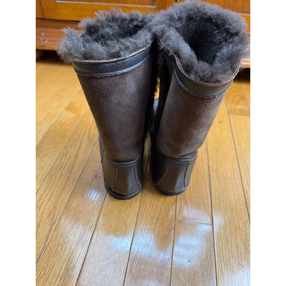 Softstar Phoenix Boots Womens 7 Brown Leather Sheepskin Barefoot Minimalist USA